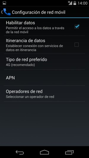 Activar o desactivar Itinerancia de datos