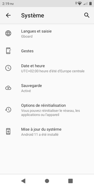 Sélectionnez Mise à jour du sysmème
