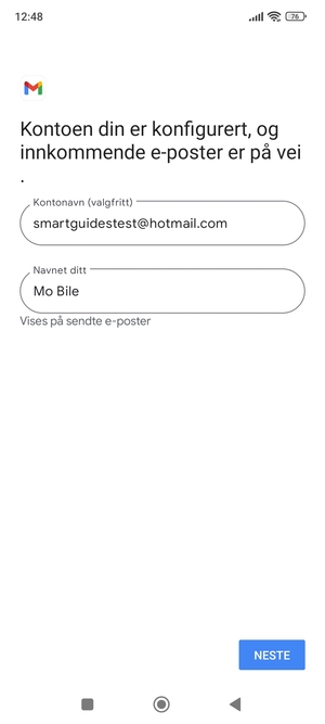 Gi kontoen din et navn, og skriv inn navnet ditt. Velg NESTE