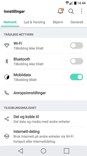 Velg Nettverk og Wi-Fi