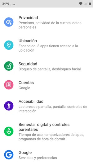 Desplácese y seleccione Seguridad