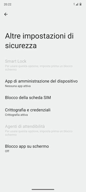 Seleziona Blocco della scheda SIM