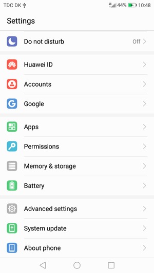 Scroll to and select Advanced settings