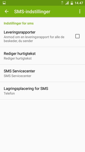 Vælg SMS Servicecenter