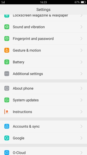 Scroll to and select System updates