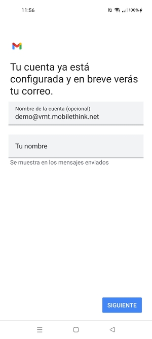 Déle a su cuenta un nombre y escriba su nombre. Seleccione SIGUIENTE