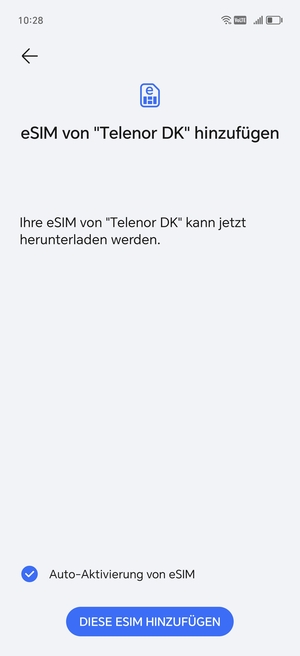 Wählen Sie DIESE SIM HINZUFÜGEN