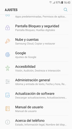 Desplácese y seleccione Actualización de Software
