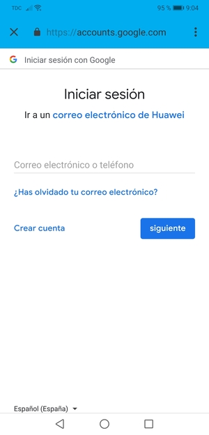 Introduzca su dirección de Gmail y seleccione siguiente