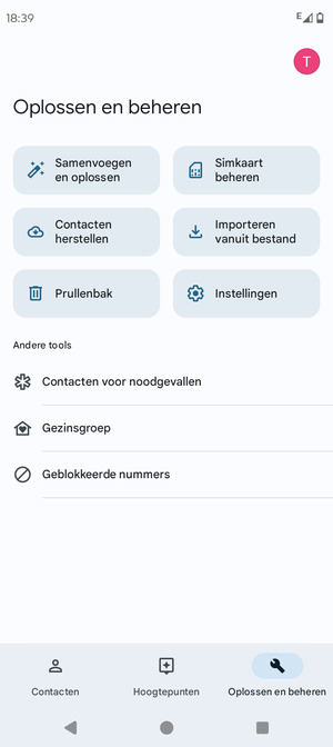 Selecteer Simkaart beheren