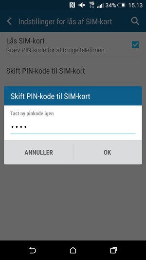 Bekræft din nye PIN-kode til SIM-kort og vælg OK