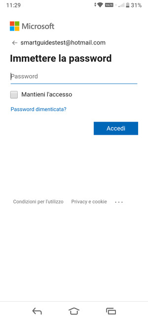 Inserisci la tua password e seleziona Accedi