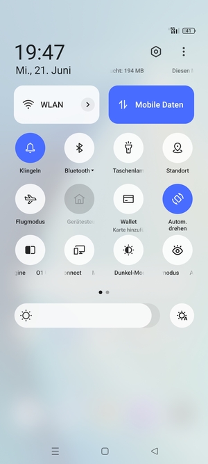 Wählen Sie Klingeln, um in den Vibrations-Modus zu wechseln