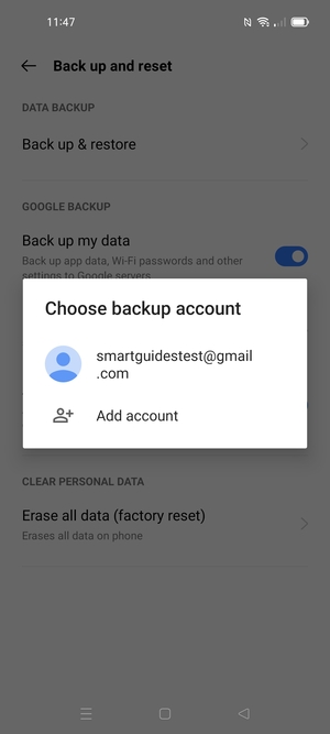 Select your backup account