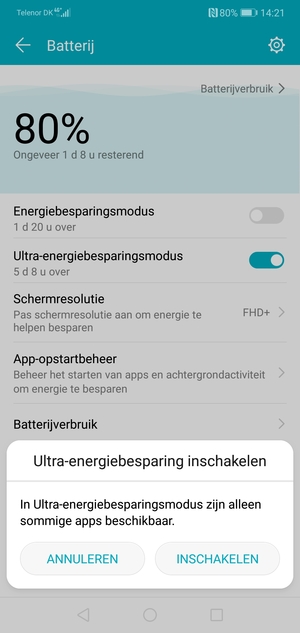 Selecteer INSCHAKELEN