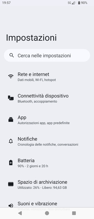 Seleziona Rete e internet