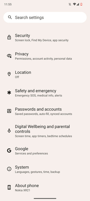 Scroll to and select Security 