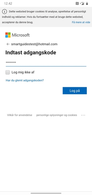 Indtast din adgangskode og vælg Log på