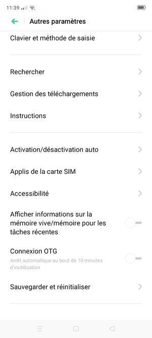 Faites défiler et sélectionnez Sauvegarder et réinitialiser