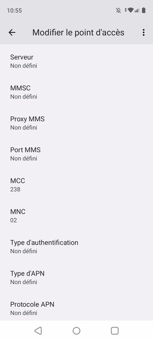 Faites défiler vers le bas et saisissez les informations MMS
