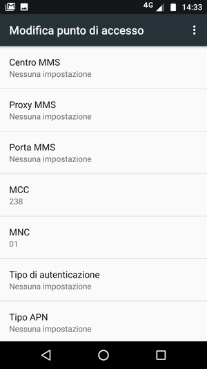 Scorri verso il basso e inserisci le informazioni degli MMS