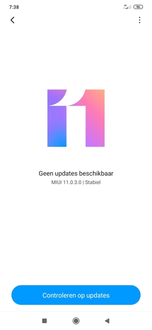 Als uw telefoon up-to-date is, zult u het volgende scherm zien
