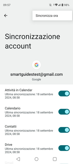 Seleziona Sincronizza ora