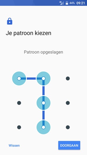 Teken een ontgrendelingspatroon en selecteer DOORGAAN