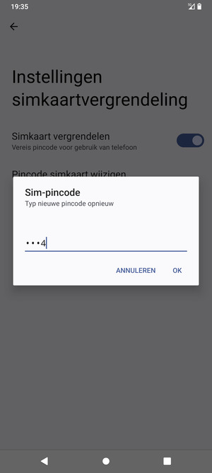 Bevestig uw nieuwe sim-pincode en selecteer OK
