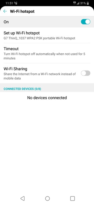 Your phone is now set up for use as a modem
