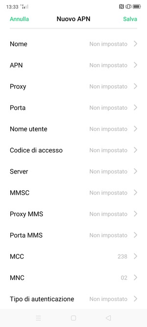 Inserisci informazioni MMS
