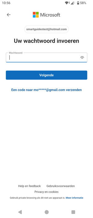 Voer uw Hotmail wachtwoord in en selecteer Volgende