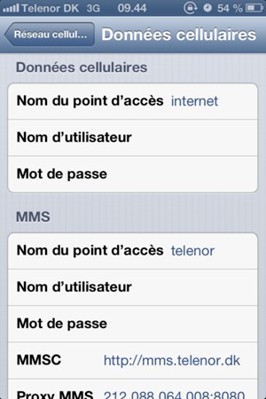 Saisissez les informations Internet
