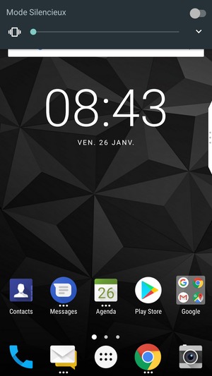 Maintenir appuyé pour passer en mode vibreur, qui est approuvé par une courte vibration