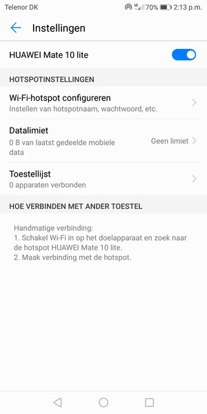 Uw telefoon is nu geïnstalleerd voor gebruik als modem