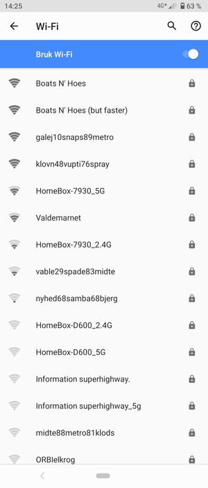 Velg det trådløse nettverket du vil koble til
