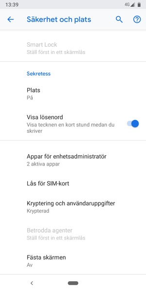 Välj Lås för SIM-kort