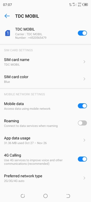 Select Preferred network type