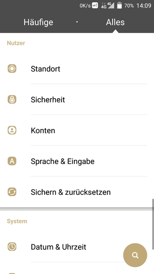 Scrollen Sie und wählen Sie Sicherheit