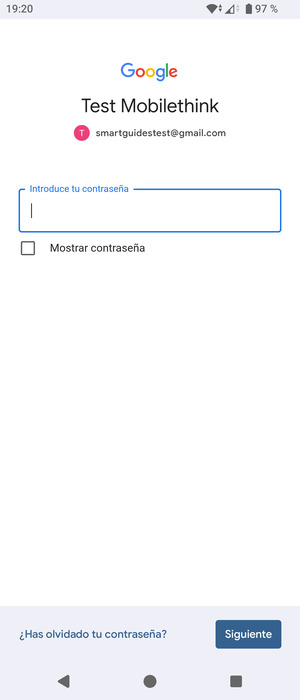 Introduzca su contraseña de Gmail y seleccione Siguiente