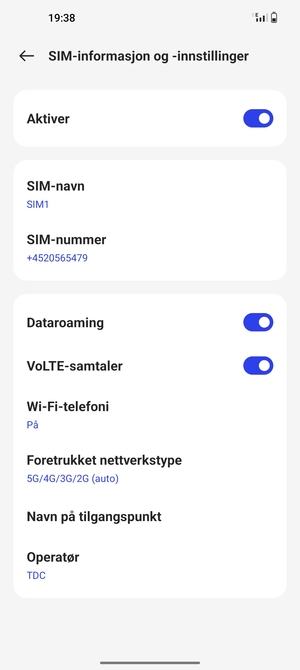 Slå Dataroaming på eller av