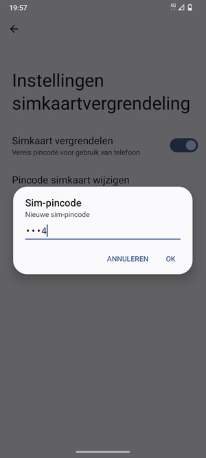 Voer uw Nieuwe sim-pincode in en selecteer OK