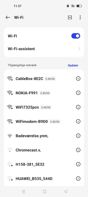 Vælg det trådløse netværk, du ønsker at oprette forbindelse til