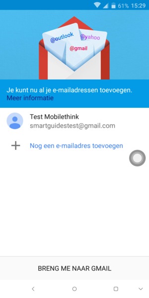 Selecteer BRENG ME NAAR GMAIL