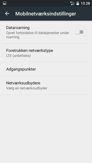 For at skifte netværk, hvis der opstår netværksproblemer, vælg Netværksudbydere