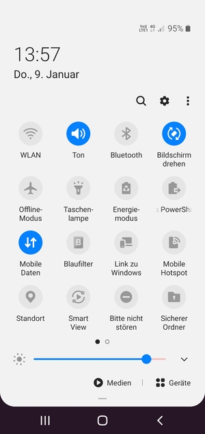 Wählen Sie Ton, um in den Vibrations-Modus zu wechseln