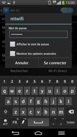 Saisissez le mot de passe du Wi-Fi et sélectionnez Se connecter