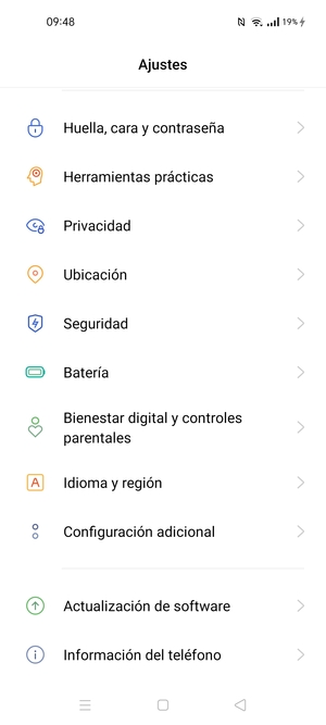 Desplácese y seleccione Seguridad