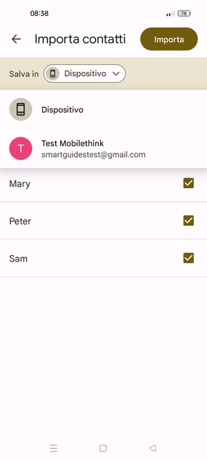 Seleziona il tuo account  Google