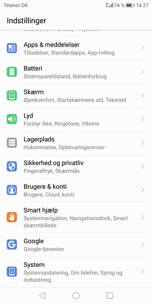 Scroll til og vælg System